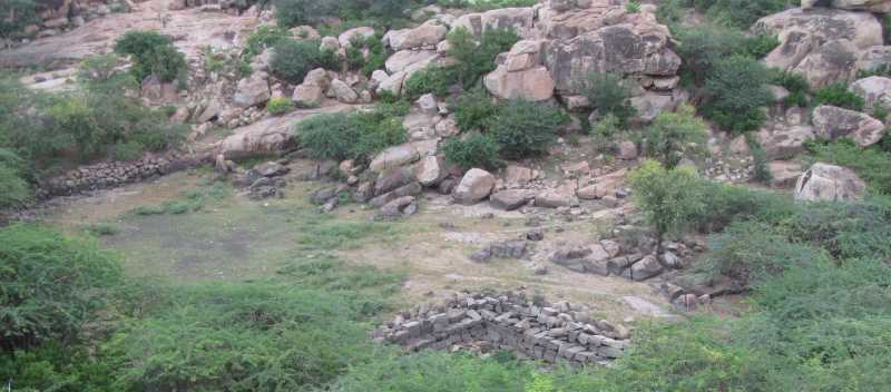 Water Reservoir showing the depression in which water accumulated and walls that dammed the outflow of water from it